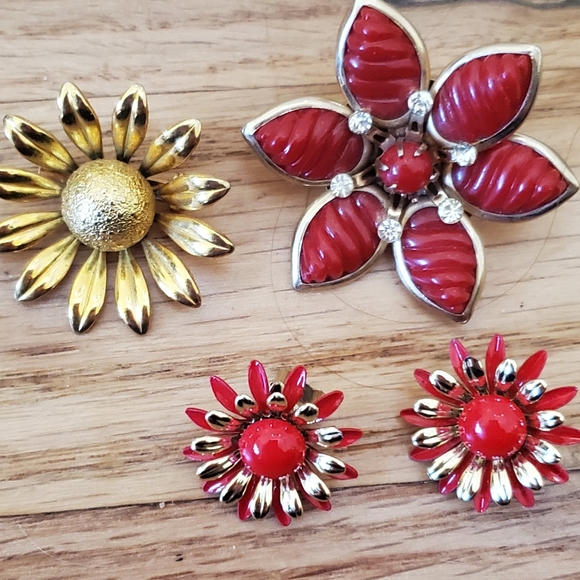 summer vintage enamel flower pin brooch lot daisy - Picture 7 of 8